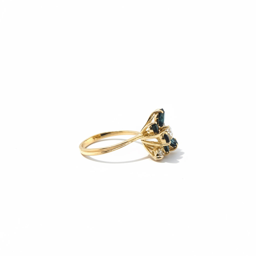 Bague Marguerite Or Jaune - Saphirs et Diamants
