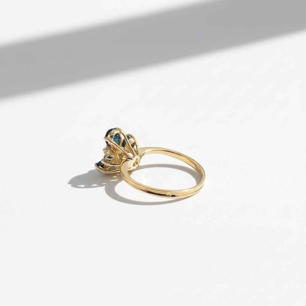 Bague Marguerite Or Jaune - Saphirs et Diamants