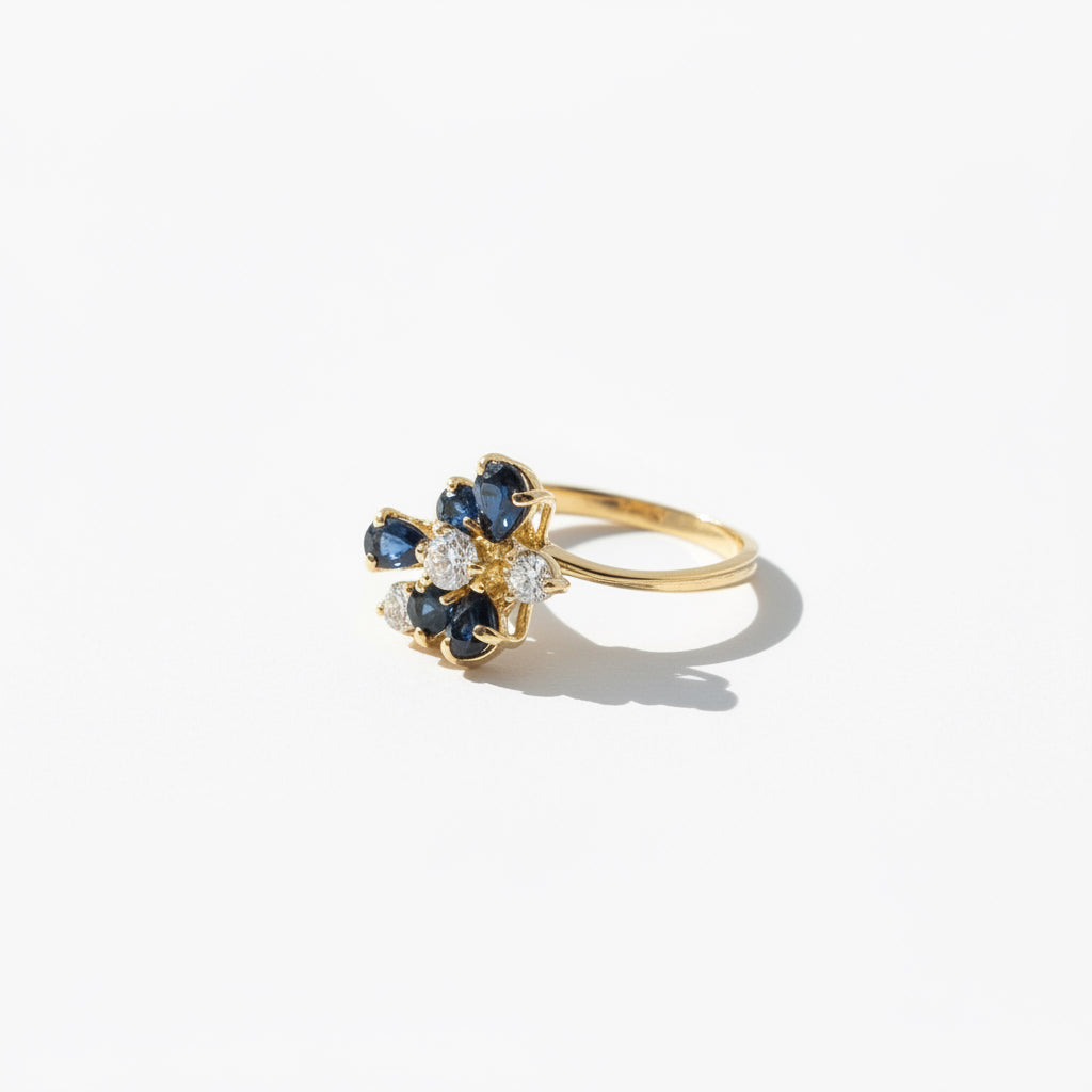 Bague Marguerite Or Jaune - Saphirs et Diamants