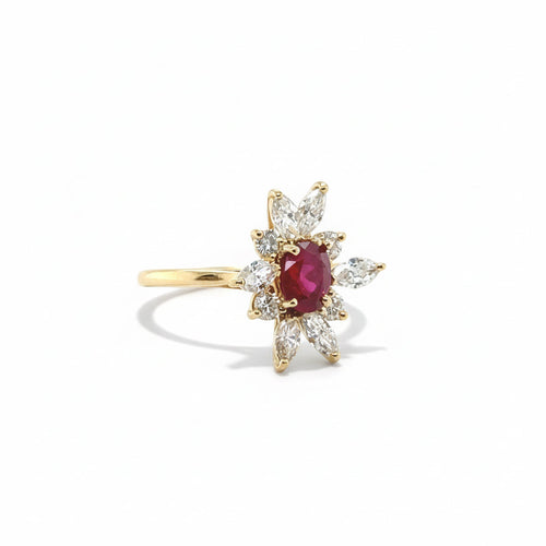 Bague Marguerite Or jaune - Rubis et Diamants