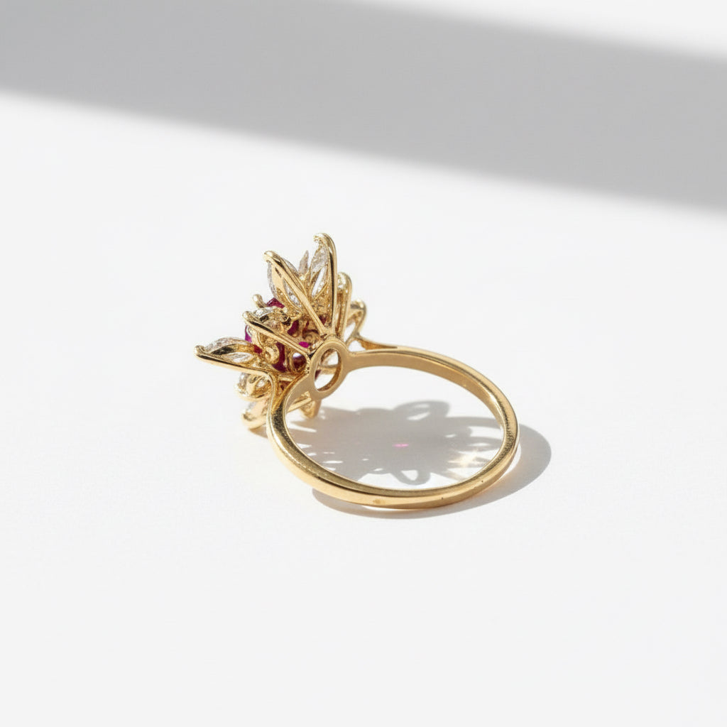Bague Marguerite Or jaune - Rubis et Diamants