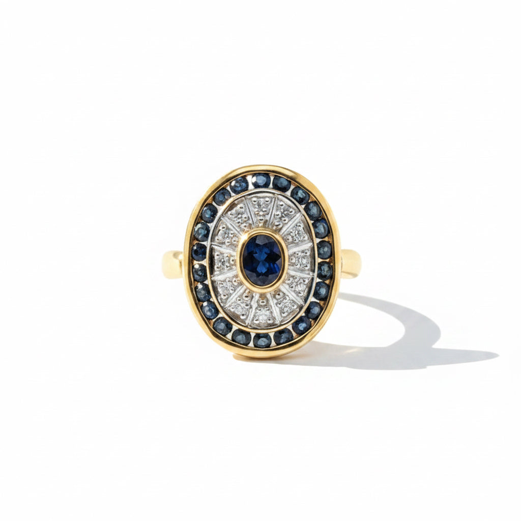 Bague Or jaune - Saphirs et Diamants