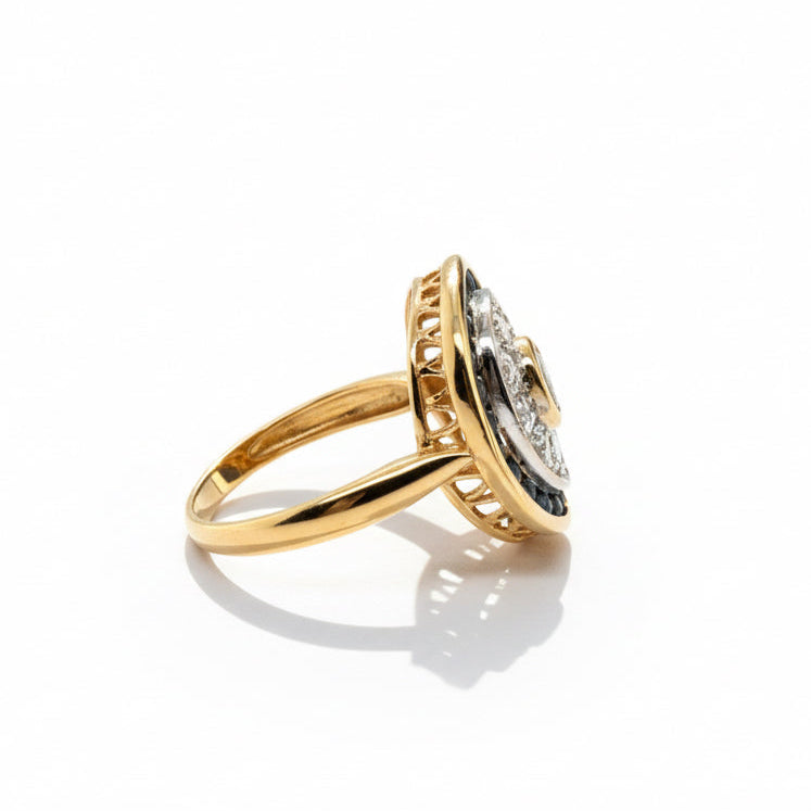 Bague Or jaune - Saphirs et Diamants