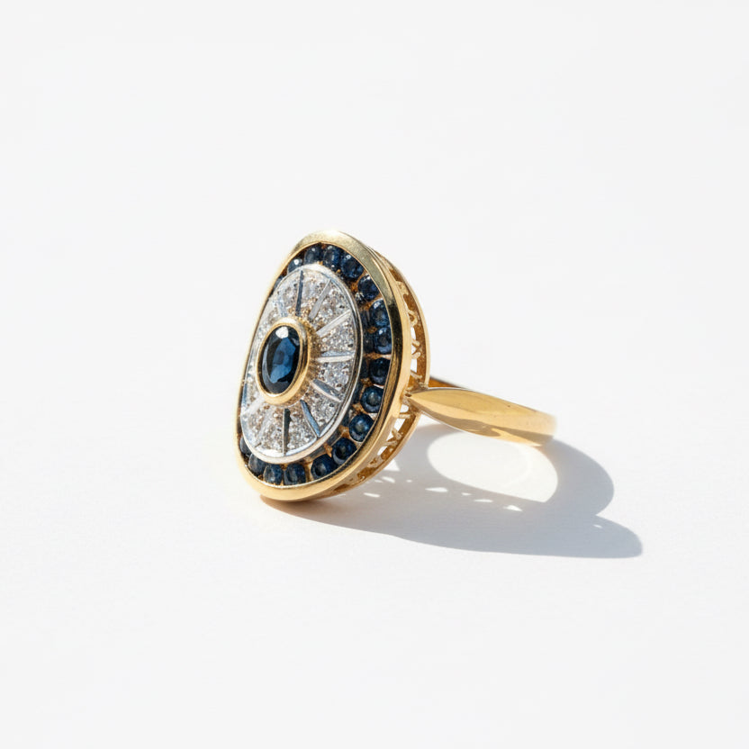 Bague Or jaune - Saphirs et Diamants